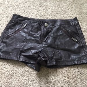Faux leather shorts